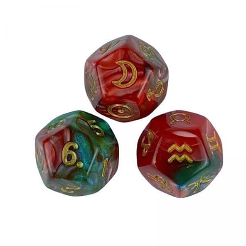 rockible 2 Packungen Astrologie Würfel, Bunte Polyeder, Sternzeichen Spielwürfel aus Acryl für Gesellschaftsspiele, 2 STK von rockible