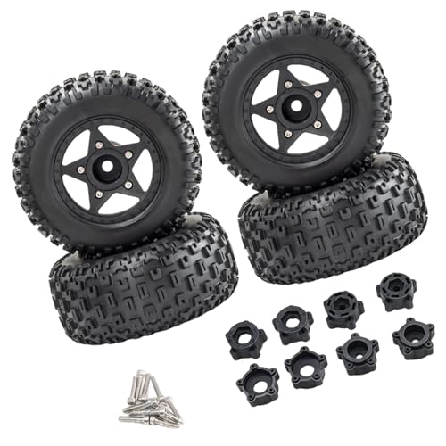 rockible 4 Stück 1/8 1/10 RC Autoreifen Gummireifen Set Montage DIY Upgrade Ersatz für Short Course Truck Crawler Truck, Schwarz von rockible