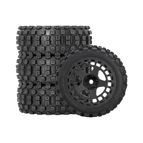 rockible 4 Stück RC Auto Gummireifen Radreifen Set Guter Grip Ersatzteile Rallyereifen für 1/18 RC Auto Trucks Crawler DIY Zubehör, Schwarz von rockible