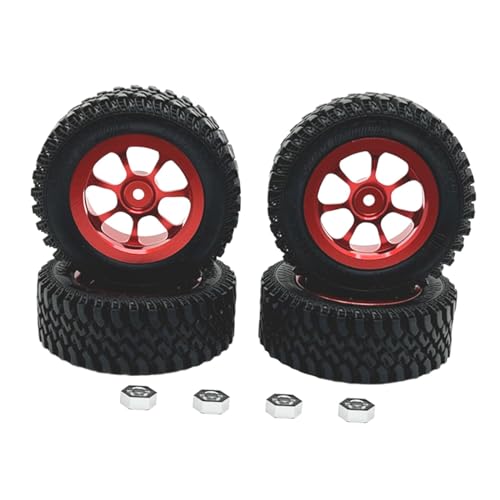 rockible 4X RC Räder und Reifen Ersetzen RC Crawler Auto Reifen für 1/12 RC Crawler Auto, Rot von rockible