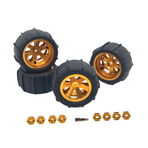 rockible 4X RC Räder und Reifen RC Reifen Felge RC Crawler Auto Reifen Ersatz für 1/12 1/14 1/16 1/18, Gold von rockible