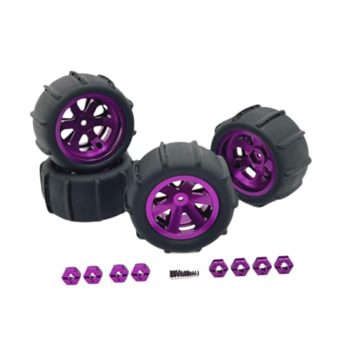 rockible 4X RC Räder und Reifen RC Reifen Felge RC Crawler Auto Reifen Ersatz für 1/12 1/14 1/16 1/18, Lila von rockible