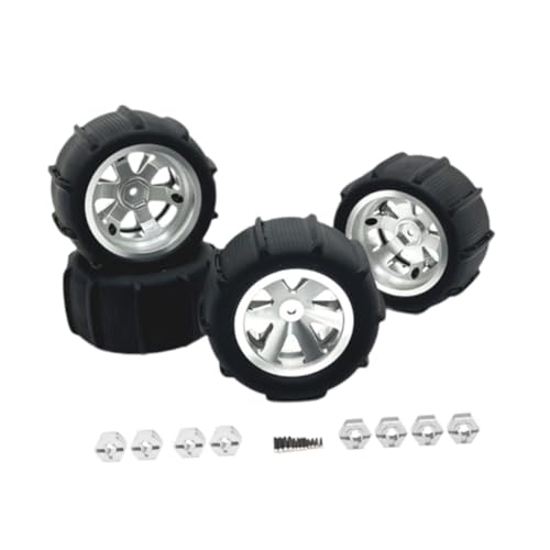 rockible 4X RC Räder und Reifen RC Reifen Felge RC Crawler Auto Reifen Ersatz für 1/12 1/14 1/16 1/18, Silber von rockible