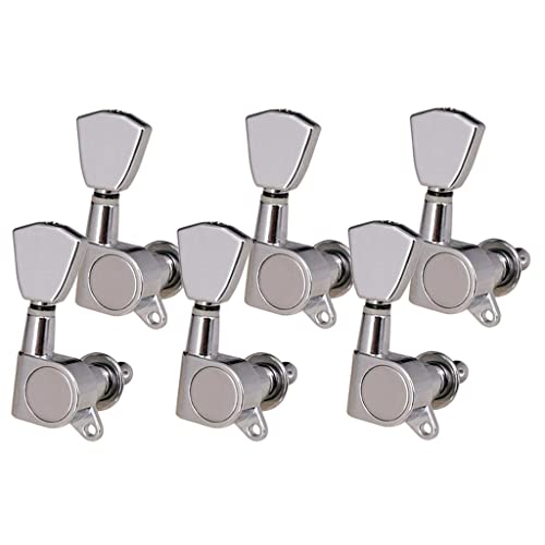 rockible 6-teiliges Bundle Tuning Pegs Machine Heads für Gitarre, Grau von rockible