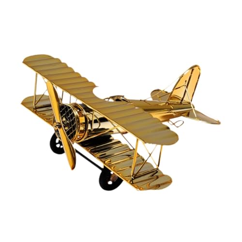 rockible Flugzeugmodell aus Metall, Flugzeugmodell, dekoratives Retro-Sammelgeschenk, kleines -Flugzeugmodell, Druckguss-Metallflugzeug für Regal, Gold, M von rockible