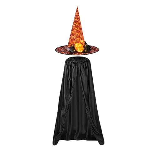 rockible Halloween Hexenkostüm Set Umhang Requisiten Outfits für Rollenspiele Bühnenauftritte, Orange von rockible