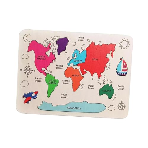 rockible Holzpuzzle Geographiepuzzle Montessori Spielzeug Holzweltpuzzle Jungen und Mädchen von rockible