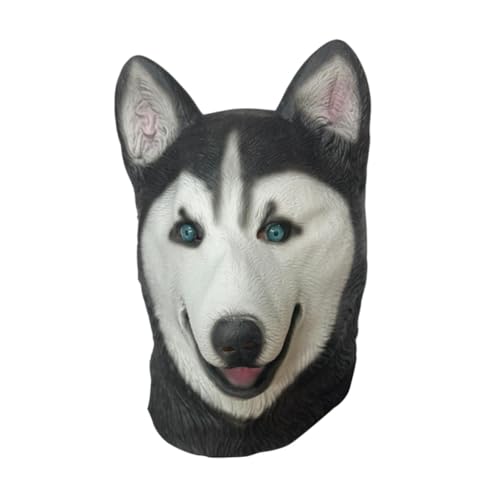 rockible Hundekopfmaske, gruselige Maske, Kopfschmuck, realistische neuartige Hundekopf-Cosplay-Maske, Tiermaske für neuartiges Karnevalsparty-Kostüm, Heiser von rockible