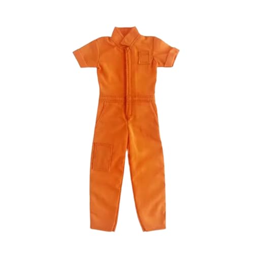 rockible Jumpsuit für Figuren im Maßstab 1/12, Miniatur-Kleidung, Retro-Cosplay, stylischer Ankleide-Bodysuit für 6-Zoll-Actionfiguren, Zubehör, Orange von rockible