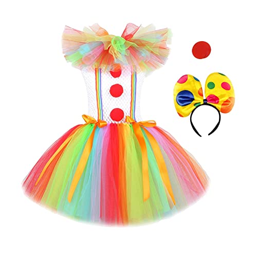 rockible Mädchen Clown Kostüm Set mit Haarreif für Karneval und Partys, Größe XL von rockible