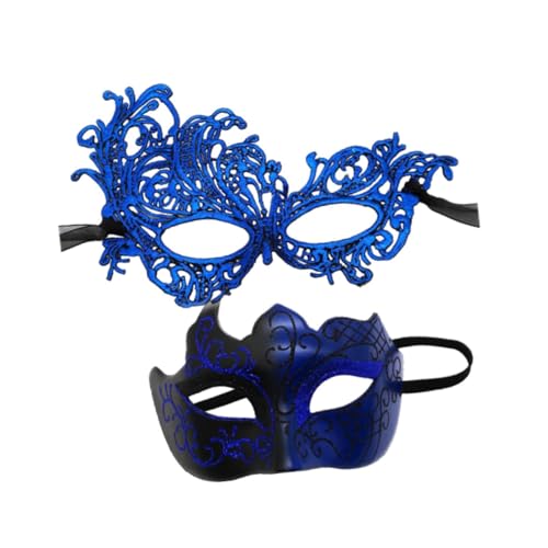 rockible Maskenmaske, Paar-Set, Cosplay-Maske, angenehm zu tragen, dekorativ für Frauen, Augenmaske, Karnevalsmaske, Halloween-Maske, Blau von rockible