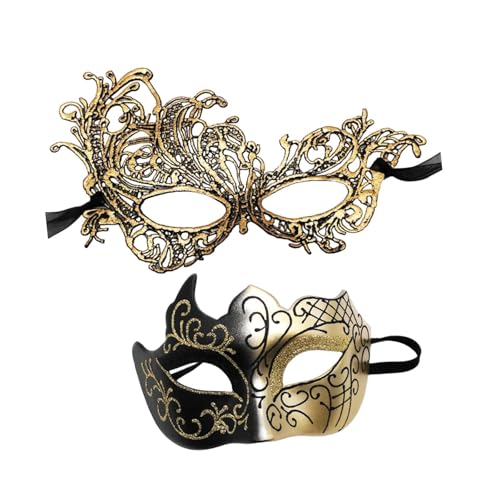 rockible Maskenmaske, Paar-Set, Cosplay-Maske, angenehm zu tragen, dekorativ für Frauen, Augenmaske, Karnevalsmaske, Halloween-Maske, Gold von rockible