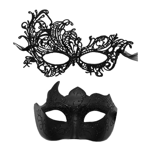 rockible Maskenmaske, Paar-Set, Cosplay-Maske, angenehm zu tragen, dekorativ für Frauen, Augenmaske, Karnevalsmaske, Halloween-Maske, Schwarz von rockible