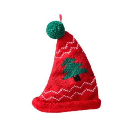 rockible Mini-Weihnachtsmütze mit, gestrickt, weich, bequem, Kostüm-Accessoire, Strickmütze, Weihnachtsmannmütze für Wohnzimmer, Zuhause, Restaurant, Roter Weihnachtsbaum von rockible