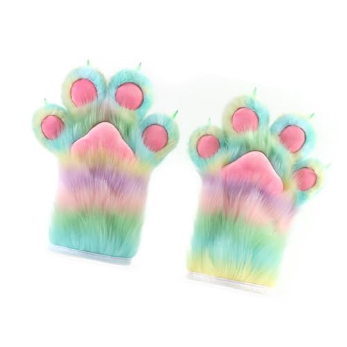 rockible Tierpfoten-Handschuhe aus Plüsch, Bezauberndes Cosplay-Kostümzubehör für Kostüme, Multicolor D rockible Tierpfoten-Handschuhe aus Plüsch, Bezauberndes Cosplay-Kostümzubehör für Kostüme, Multicolor D von rockible