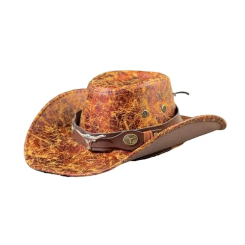 rockible Western Cowboyhut Herren Breite Krempe Cowgirlhut für Mottoparty Camping Shopping, Orange von rockible