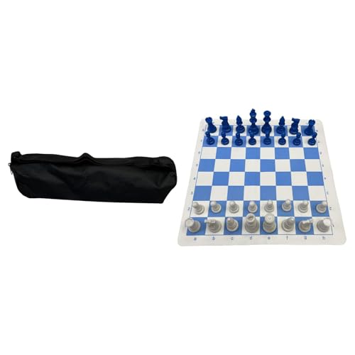 rockible Zusammenklappbares Schachspielset zum Aufrollen, Turnierschachspiel, bequemes Reiseschachspiel, internationales Brettspiel für Picknicks mit, Handtasche mit Reißverschluss von rockible