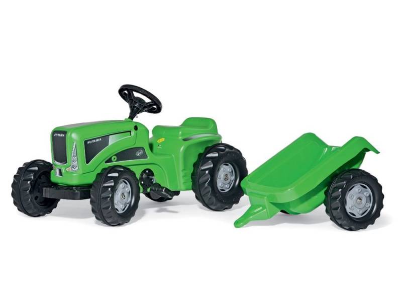 Trettraktor rollyKiddy Futura, Farbe grün mit Trailer von rolly toys