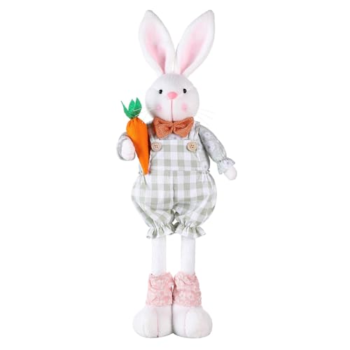 rongweiwang Vivid Spring Bunny Thema Party Supplies Weiche Plüsch Zwerg Puppe Polyester Ostern Lange Bein Stehend Teleskop Kaninchen , Grün von rongweiwang