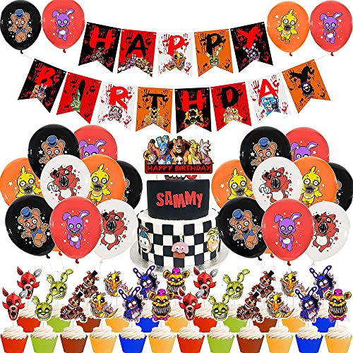 rosepartyh Five Nights at Freddys Geburtstag Dekorationen Luftballons Alles Gute zum Geburtstag Girlande Kuchendeckel Kinderpartyzubehör für Videospiel Thema Geburtstagsfeier Deko von SMLHPARTY