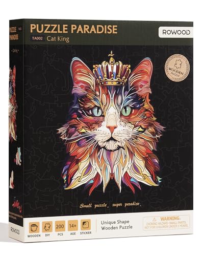 ROWOOD 200 Teile Puzzle für Erwachsene Kinder, herausforderndes Spiel, Lernspielzeug, Puzzle Geschenke für Frauen Männer, Katzenkönig ROWOOD 200 Teile Puzzle für Erwachsene Kinder, herausforderndes Spiel, Lernspielzeug, Puzzle Geschenke für Frauen Männer, Katzenkönig von rowood