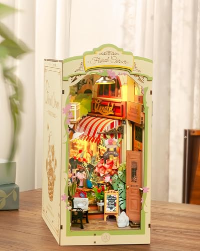 ROWOOD Book Nook Kit Blumenecke, Puppenhaus Für Erwachsene, DIY Miniatur Haus Diorama, Puzzle 3D Mit LED-Licht Und Staubdichtem Brett, Als Dekoration Oder Kreatives Geschenk Zu Weihnachten von rowood