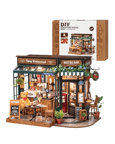 ROWOOD DIY Miniatur Haus Bastelset Tipsy Restaurant, Puppenhaus Miniatur Bausatz mit Zubehör aus Holz für Erwachsene & Teens zum Aufbauen, Einzigartiges Geschenk zu Weihnachten & Geburtstag von rowood