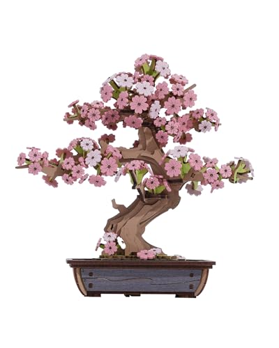 ROWOOD Sakura Bonsai 3D Puzzle, DIY Holzpuzzle Modellbausatz Für Erwachsene, Klassiker Sakura Konstruktions Und Handwerks Set, Perfekt Deko Für Zuhause Sowie, Geschenk Zu Weihnachten Oder Geburtstag von rowood