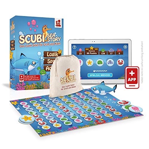 Rudy Games Scubi Sea Story – Interaktives Lernspiel mit App – Spannendes Logikspiel mit zahlreichen Spielvarianten für Kinder, die ganze Familie und Freunde – Ab 6 Jahren – Für 2-5 Spieler von Rudy Games