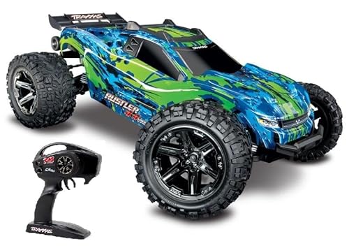 TRAXXAS Rustler grün/blau 4x4 VXL 1/10 Stadium-Truck RTR Brushless, mit TSM ohne Akku und Ladegerät von s-idee