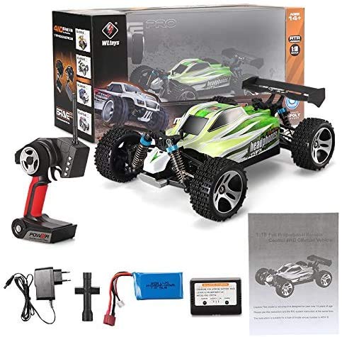 s-idee® 18131 A959-B RC Auto Buggy Monstertruck 1:18 mit 2,4 GHz Fahrzeug 70 km/h schnell, wendig, voll digital proportional 4x4 Allrad WL Toys ferngesteuertes Buggy Racing Auto von s-idee