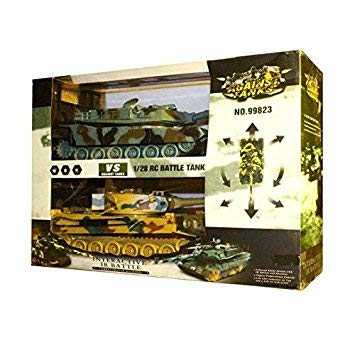 s-idee® 99823 2 x Battle Panzer 1:28 mit integriertem Infrarot Kampfsystem 2.4 Ghz RC R/C Ferngesteuerter Panzer, Tank, Kettenfahrzeug, IR Schussfunktion, Sound, Licht, Neu, 1:24, Schuss Sound von s-idee