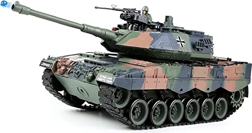 s-idee® RC Panzer S822 German Leopard militär Camouflage grün 1:18 2.4 Ghz Battle Tank mit Schussfunktion von s-idee