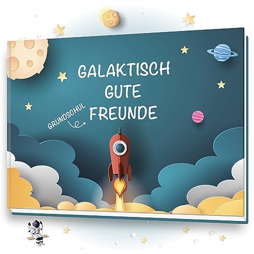 SmileMyLove® Meine galaktischen Freunde - Freundebuch Grundschule Jungen & Mädchen | Ausfüllbuch | Freundschaftsbuch Weltraum | Weltall Design | Meine Schulfreunde Buch Geschenk zur Einschulung von Smile My Love