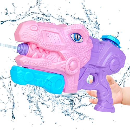 Dino Wasserpistole Kinder 700ml Wasserpistole Mit Großer Reichweite Wasserspritzpistole Wasserpistolen Reichweite 10-11 Meter Water Gun Garten für Kinder und Erwachsene Rosa von sacemontic