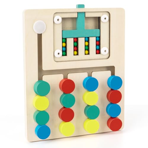 Montessori Spielzeug ab 3 4 5 6 7 8 Jahre, Kinderspielzeug Lernspiele ab 3-8 Jahre Jungen Mädchen, Holz Puzzle Logikspiele Lernspielzeug Farbabstimmung Reisespiele, Geburztag Ostern Weihnacht Geschenk von sacemontic