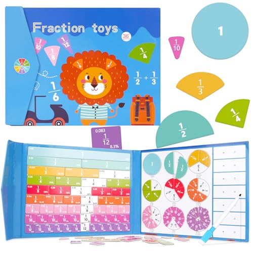 Arithmetisches Lernspielzeug, Montessori Mathe Spielzeug, Bruchrechnen Spiel, Mathe Spielzeug Kinder, Lernspiele Ab 7 Jahre, Holz Montessori Spielzeug Ab 5 6 7 Jahre, Geschenke zur Einschulung (Lion) von sacemontic