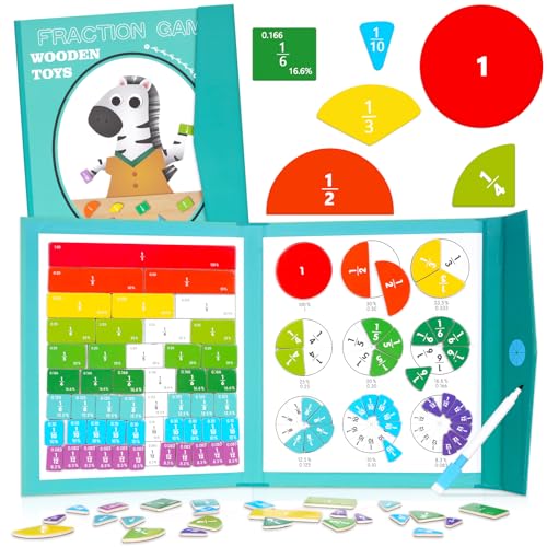 Montessori Mathe Spielzeug, Arithmetisches Lernspielzeug, Bruchrechnen Spiel, Mathe Spielzeug Kinder, Lernspiele Ab 7 Jahre, Holz Montessori Spielzeug Ab 6 7 Jahre, Geschenke zur Einschulung (Zebras) von sacemontic