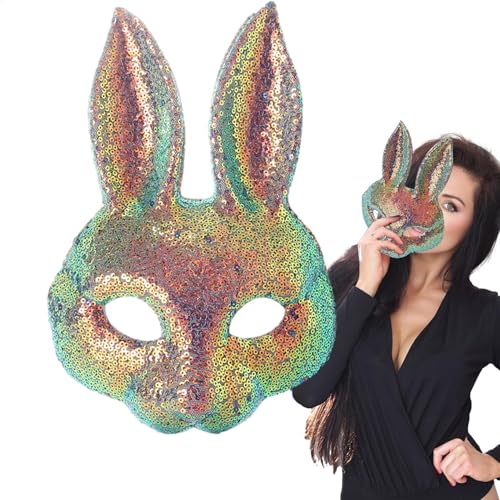 saibunratus Half Face Bunny Face Covers | Half Face Sequin Rabbit Bunny Role Playing Covers - Cosplay Props, Costume Accessories for Women Ladies Halloween Easter Maskerade von saibunratus