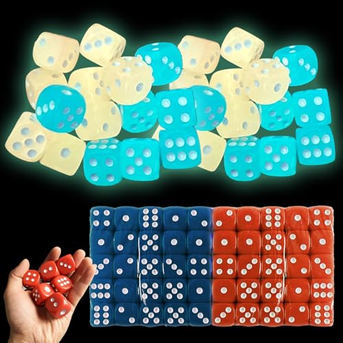 Würfel Set, Saijer 50 Stück 12mm Spielwürfel Im Dunkeln leuchtende Würfel Dice Würfel 12mm Würfel Groß Augenwürfel Würfel Neuheit Würfelset Würfel Sechs Seiten Standard Wüfel für KTV Bar Familie Party von saijer