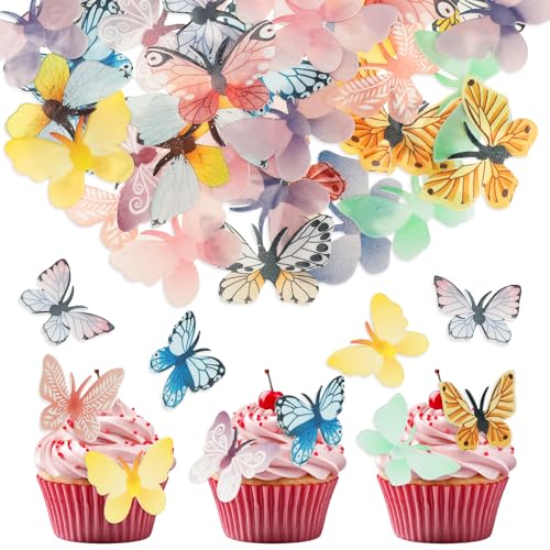 Schmetterlinge Cupcake Topper Schmetterlinge Deko Torte 72 Stück Schmetterling Geburtstagsdeko Schmetterlings Cupcake Toppers für Torte zum Geburtstag Taufe Hochzeit von salbsever