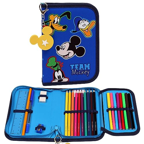 DISNEY Mickey Mouse Federmäppchen mit Klappe und Anhängsel + Zubehör von sarcia.eu