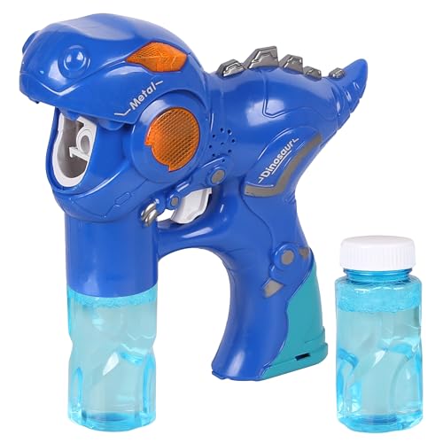 Dinosaurier Seifenblasenpistole mit LED und Sound, inklusive 2 Nachfüllflaschen (Universal, Blau) von sarcia.eu