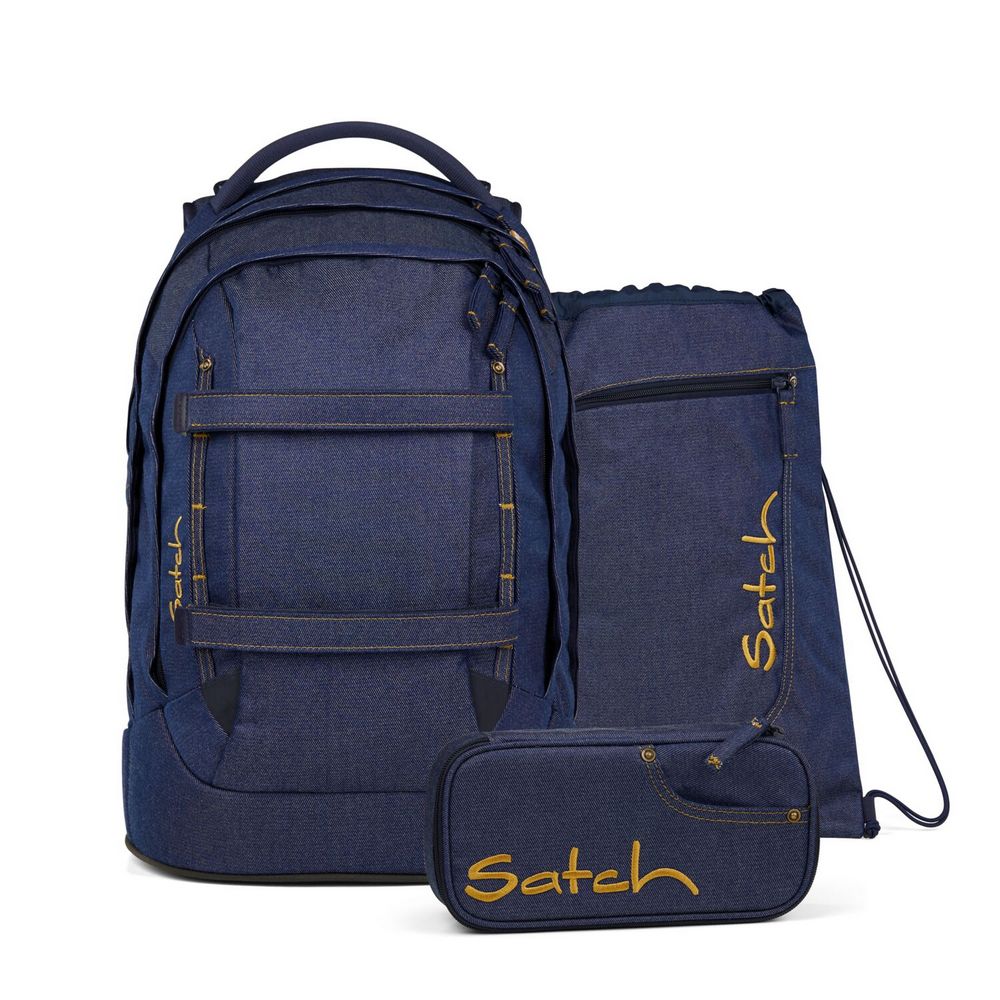 satch Schulrucksack pack Denim Blue 3tlg. - Next Denim Edition von satch