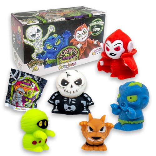 Sbabam Funny Box Horror Show Jelly Planet, Spielzeug ab 3 Jahre, 4 Stück, Kinderspielzeug für Halloween mit Saugnapf-Effekt, Klein und Phosphoreszierend, Ideale Monster als Baby Geschenk von #sbabam