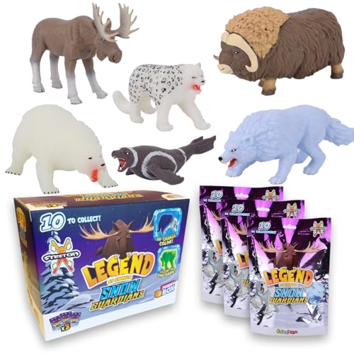 Sbabam Funny Box Legend of Animals Snow Guardian, Spielzeugtiere für Kinder, 3-TLG., Kinderspiele vom Kiosk, weiche ausziehbare Puppen Wolf, Eisbär und andere mit Spezialeffekten von #sbabam