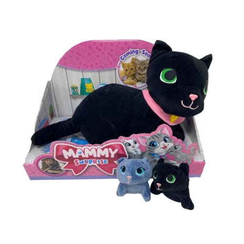 #sbabam, Mammy Surprise Schwarze Katze, Spiele für Kinder vom Zeitungskiosk, Plüschkatze, kleine Puppen mit Mini-Welpen und Tragetasche, Puppenspiel für Kinder von #sbabam