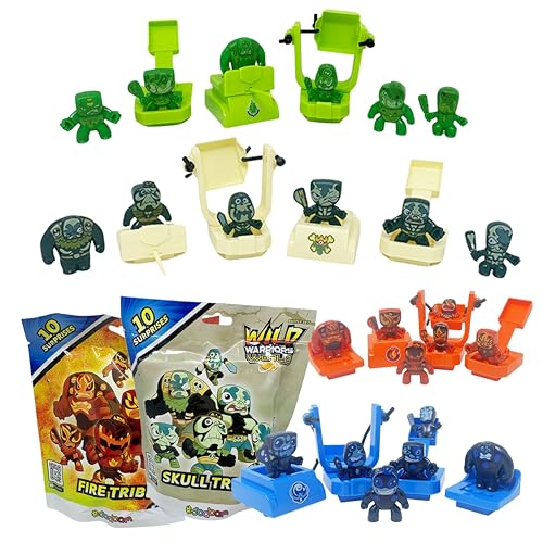 #sbabam, Wild Warriors World Battle Pack, 2er Pack Spielzeug-Krieger-Sachen mit Waffen, Katapult und anderem Zubehör, Spiele für Kinder ab 3 Jahren - 20 Überraschungen, 2 Verschiedene Stämme von #sbabam