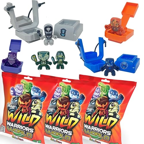 #sbabam, Wild Warriors World Ride Set, 3er-Pack Spielzeug-Krieger-Sachen mit Katapult, Schleuder, Streitwagen - Kinderspiele +3 Jahre, 9 Überraschungen, 3 Figuren und 6 Waffen enthalten von #sbabam