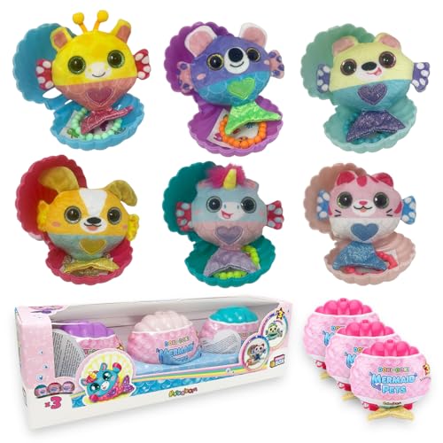 #sbabam Funny Box Doki Doki Mermaid Pets, Conchiglie Con Peluche e Accessori Inclusi, 3 Pezzi, Animali Giocattolo per Bambini Con Pupazzi Sirena e Braccialetto Bambina, Peluches per Regalo Bambina von #sbabam